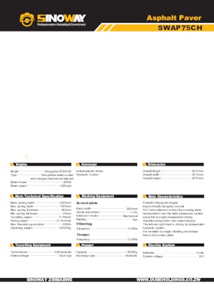 Finisoare de asfalt pe șenile Sinoway SWAP75CH