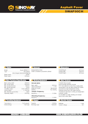 Finisoare de asfalt pe șenile Sinoway SWAP90CH