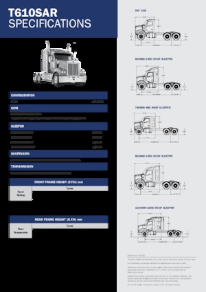 Capete tractor Kenworth T610SAR 760mm Mid roof MX 15 6x4