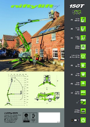 Nacele cu braț articulat montate pe camion Niftylift Nifty 150T