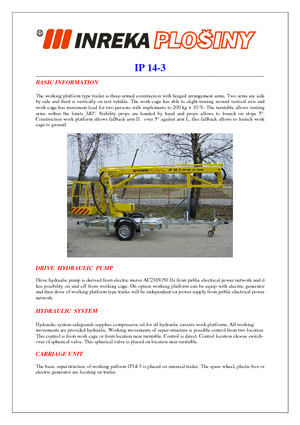 Nacele cu braț articulat montate pe camion Inreka IP 14-3