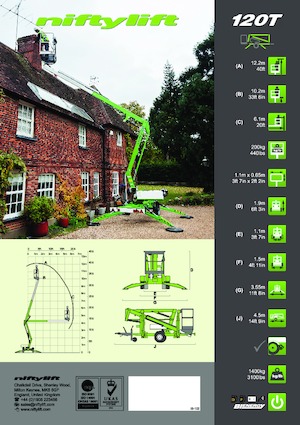 Nacele cu braț articulat montate pe camion Niftylift Nifty 120T