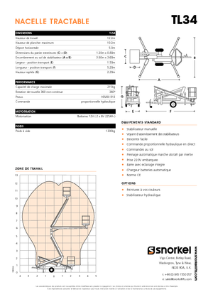 Nacele cu braț articulat montate pe camion Snorkel TL34