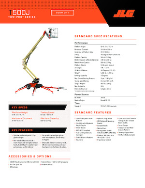 Nacele cu braț articulat montate pe trailer JLG T500J