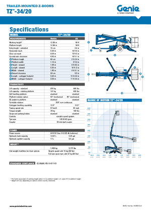 Nacele cu braț articulat montate pe camion Genie TMZ 34/20 DC