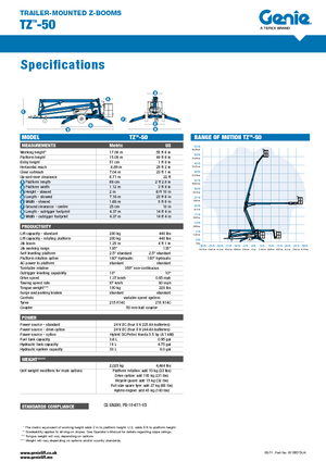 Nacele cu braț articulat montate pe camion Genie TZ50/30 BI-energy