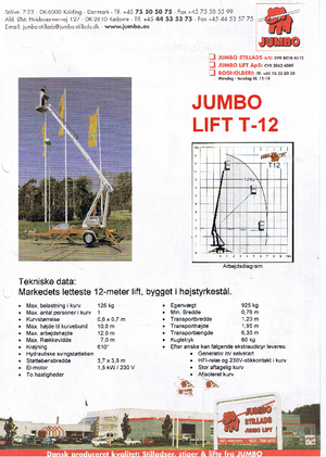 Nacele telescopice montate pe trailer Jumbo Lift T 12