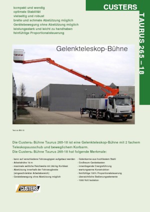 Nacele cu braț articulat montate pe trailer Custers Taurus 265-18