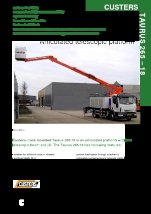 Nacele cu braț articulat montate pe trailer Custers Taurus 265-18