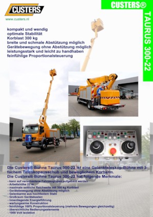 Nacele cu braț articulat montate pe trailer Custers Taurus 300-22