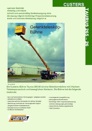 Nacele cu braț articulat montate pe trailer Custers Taurus 330-26