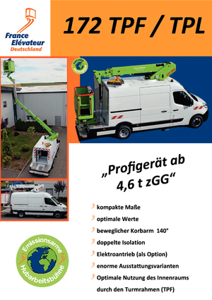 Nacele telescopice montate pe camion France Elévateur 172 TPL