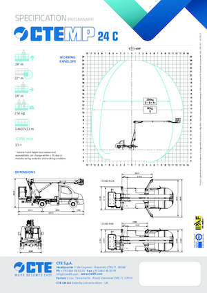 Nacele telescopice montate pe camion CTE MP 24 C