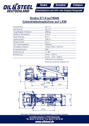 Nacele cu braț articulat montate pe trailer Oil & Steel Snake 2714 