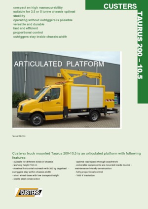 Nacele cu braț articulat montate pe trailer Custers Taurus 200-10.5