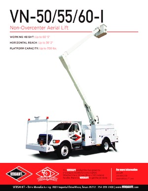 Nacele cu braț articulat montate pe trailer Versalift VN-55-I 