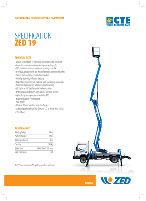 Nacele cu braț articulat montate pe trailer CTE ZED 19