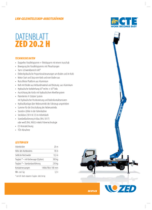 Nacele cu braț articulat montate pe trailer CTE ZED 20.2 H