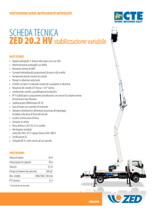 Nacele cu braț articulat montate pe trailer CTE ZED 20.2 HV