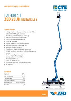 Nacele cu braț articulat montate pe trailer CTE ZED 23 JH