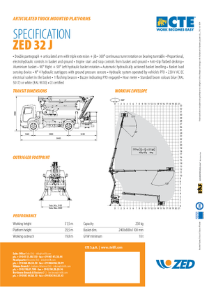 Nacele cu braț articulat montate pe trailer CTE ZED 32 J