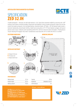 Nacele cu braț articulat montate pe trailer CTE ZED 32 JH
