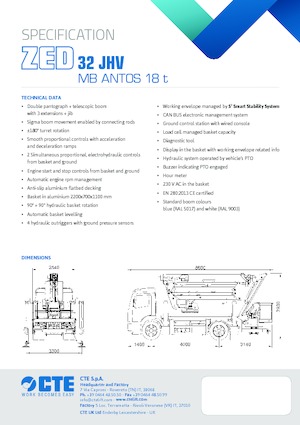 Nacele cu braț articulat montate pe trailer CTE ZED 32 JHV