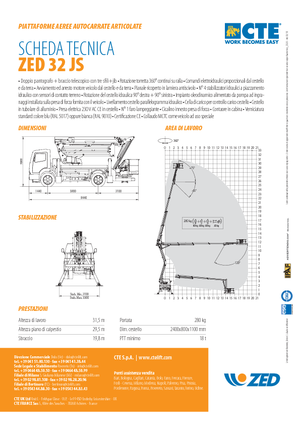 Nacele cu braț articulat montate pe trailer CTE ZED 32 JS
