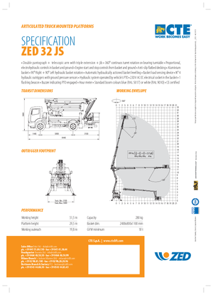 Nacele cu braț articulat montate pe trailer CTE ZED 32 JS