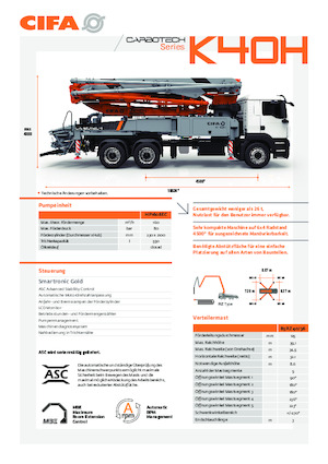 Pompe de beton montate pe camion CIFA K40H