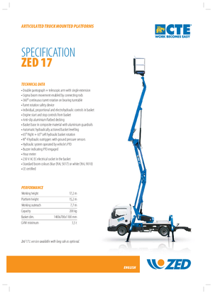 Nacele cu braț articulat montate pe trailer CTE Z 17