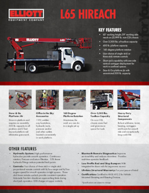Nacele telescopice montate pe camion Elliott Equipment L65R HiReach