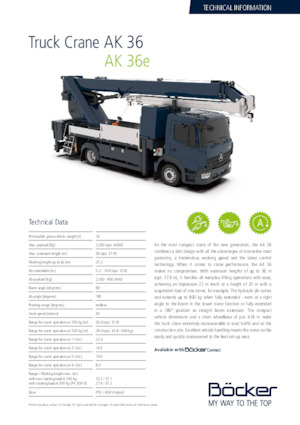 Macarale telescopice montate pe camion Böcker AK 36e