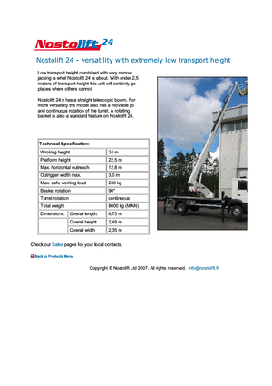 Nacele telescopice montate pe camion Nostolift 24