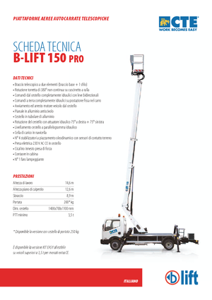 Nacele telescopice montate pe camion CTE B-Lift 150 Pro