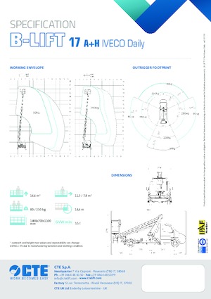 Nacele telescopice montate pe camion CTE B-LIFT 17 A+H