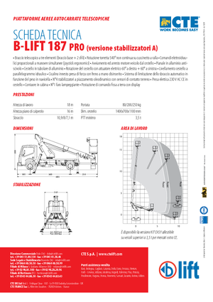 Nacele telescopice montate pe camion CTE B-Lift 187 Pro-A