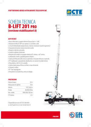 Nacele telescopice montate pe camion CTE B-Lift 201 Pro-A