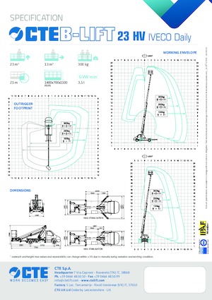 Nacele telescopice montate pe camion CTE B-Lift 23