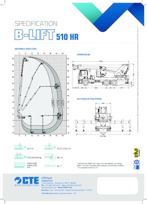 Nacele telescopice montate pe camion CTE B-Lift 510 HR