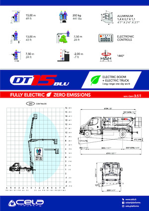 Nacele telescopice montate pe camion CELA DT15 blu