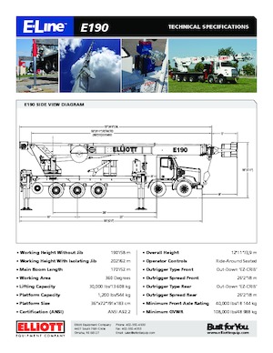 Nacele telescopice montate pe camion Elliott Equipment E190 E-Line