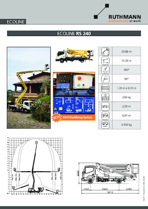 Nacele cu braț articulat montate pe camion Ruthmann ECOLINE RS 240