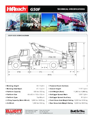 Nacele telescopice montate pe camion Elliott Equipment G50F HiReach