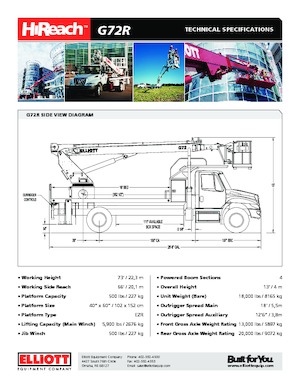 Nacele telescopice montate pe camion Elliott Equipment G72R HiReach