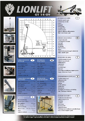 Nacele telescopice montate pe camion Lionlift GT 14-09