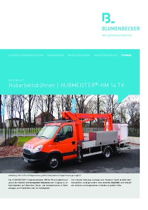 Nacele telescopice montate pe camion Blumenbecker - Hubmeister® HM 14 TK