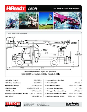 Nacele telescopice montate pe camion Elliott Equipment L60R HiReach 