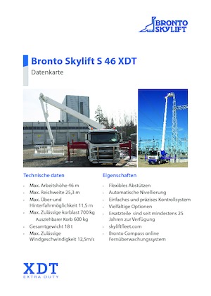 Nacele telescopice montate pe camion Bronto Skylift S 46 XDT