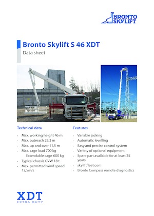 Nacele telescopice montate pe camion Bronto Skylift S 46 XDT